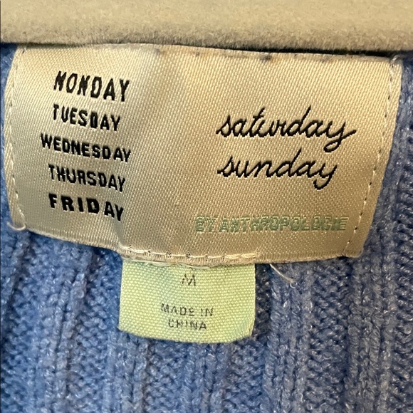 anthropologie Blue Ribbed Cardigan Set - Picture 2 of 6